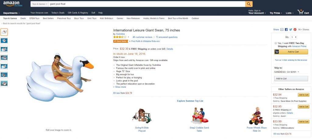 Amazon Product Detail Page Desktop