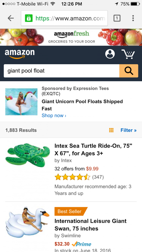 Amazon Mobile Site Shopping