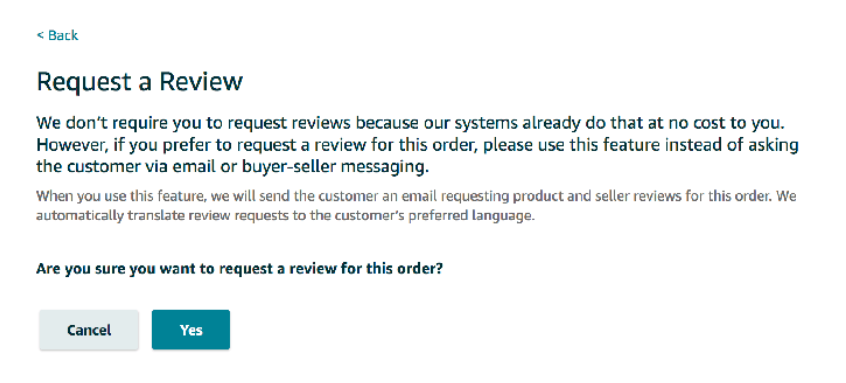 amazon request a review button